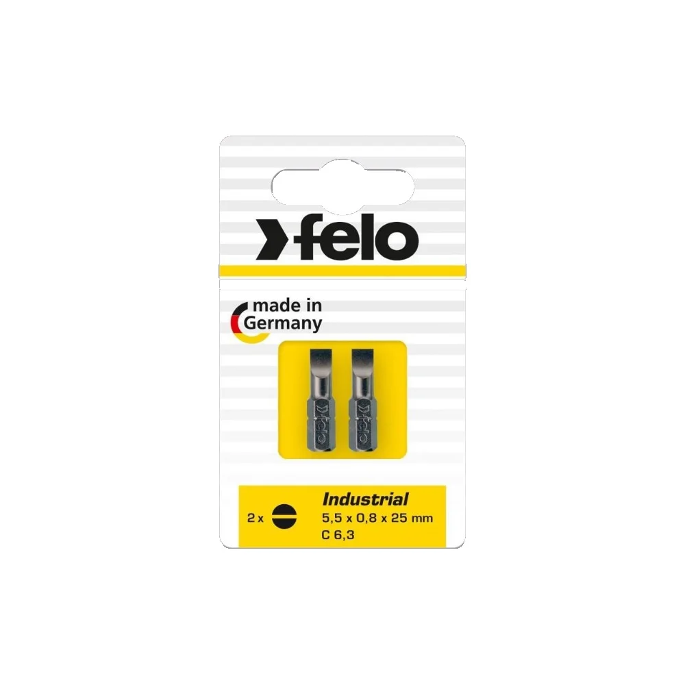 Бита шлицевая плоская 5,5х0,8х25 мм, 2 шт. в блистере Felo 02051036 — детальное фото
