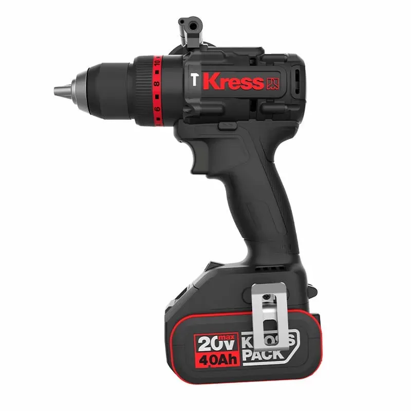 Дрель-шуруповерт ударная KRESS KUC33 20V 95Нм, бесщеточная аккумуляторная, с АКБ на 4 А*ч и ЗУ