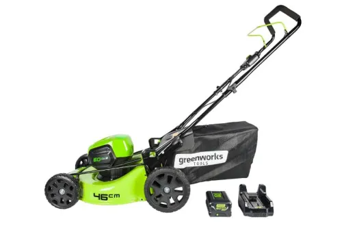 Газонокосилка самоходная Greenworks GD60LM46SP 60V 2502907 (46 см) бесщеточная аккумуляторная — детальное фото