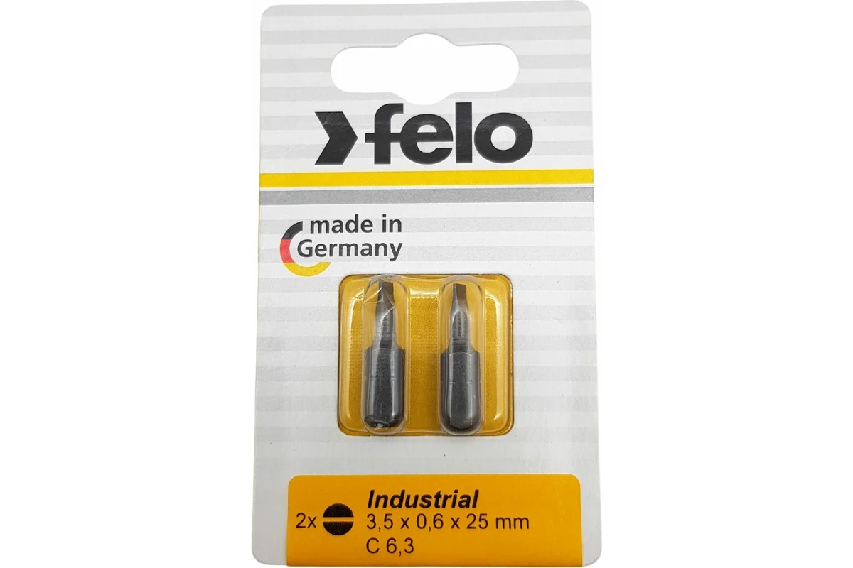 Бита плоская шлицевая 3.5x0.6x25 мм серия Industrial, 2 шт в блистере Felo 02031036 — детальное фото